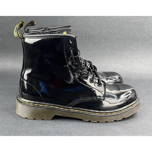 Dr. Air Wair Martens Doc Martens Black Patent Leather Boots Size 5L 4M 1460J